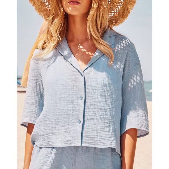 Andie Swim the Margarita Button Up Shirt in Mist Blue XS NWT - Picture 2 of 4